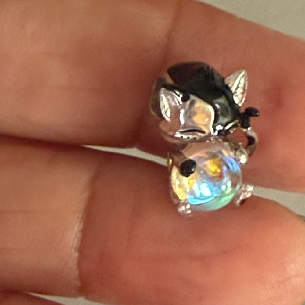 Silver Cat Ring With Blue Gem - image 4